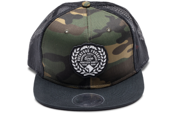  POP-PBAHAT20 / Black & Camo Snapback Hat with white Rubber Patch